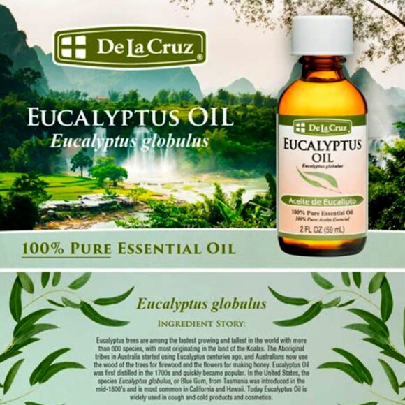 De La Cruz Eucalyptus Essential Oil, 2FL OZ - 59ML - - Picture 5 of 9
